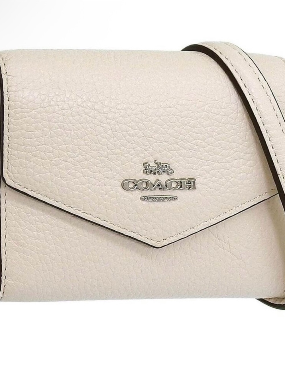 Coach Pebbled Leather Crossbody in Chalk